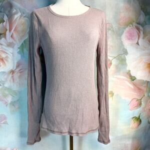 Old Navy Plush Rib Knit Long Sleeve Tee In Mushroom